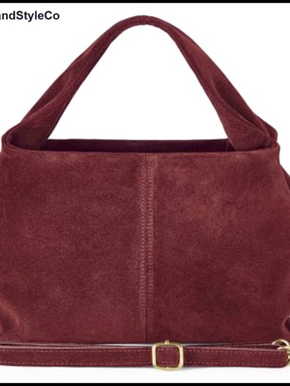 Genuine Suede Shoulder Bag Satchel Sculpted Top Handle Detachable Strap